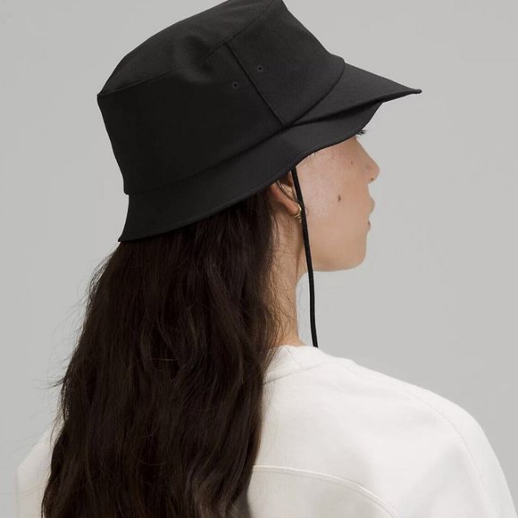 Lululemon Wide Brim Bucket Hat With Strap Black Sz M/L - Picture 3 of 4